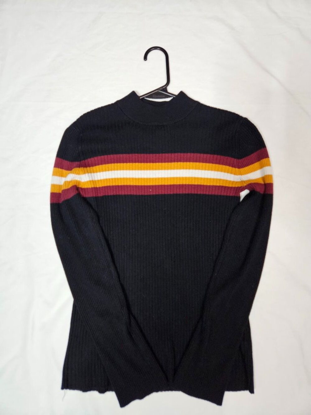 Derek Heart Rainbow Striped Black Knit Sweater L 🌈 retro retro 70s y2k cozy